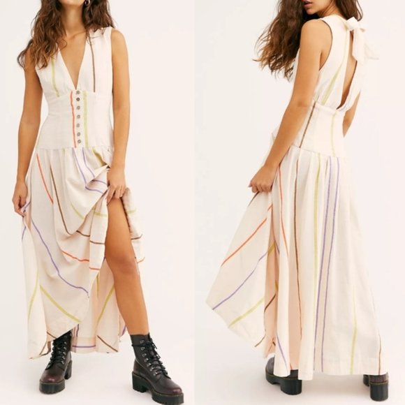 Free People Dresses & Skirts - Free People Gia Maxi Linen Blend Dress Size Small